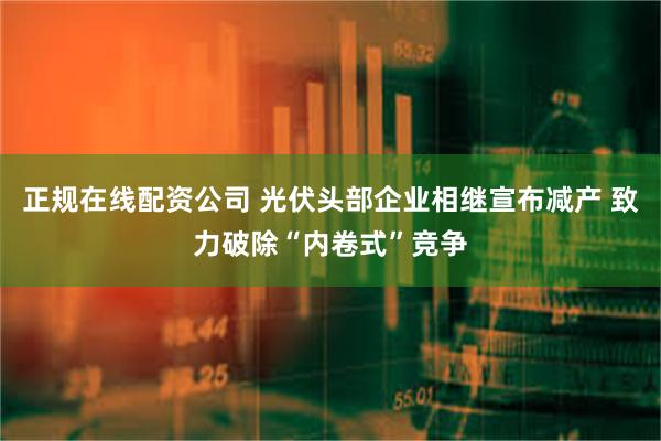 正规在线配资公司 光伏头部企业相继宣布减产 致力破除“内卷式”竞争