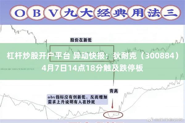 杠杆炒股开户平台 异动快报：狄耐克（300884）4月7日14点18分触及跌停板