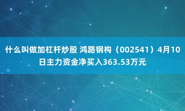 什么叫做加杠杆炒股 鸿路钢构（002541）4月10日主力资金净买入363.53万元