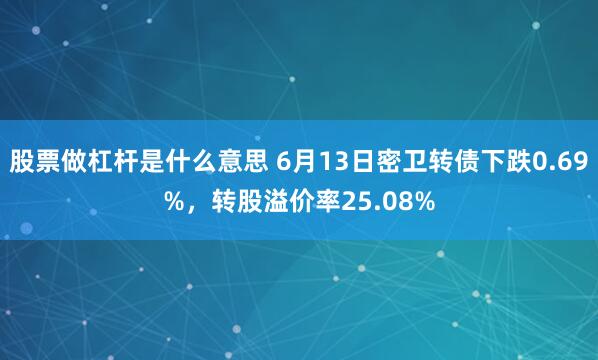 股票做杠杆是什么意思 6月13日密卫转债下跌0.69%，转股溢价率25.08%