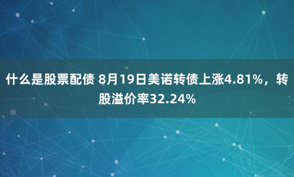 什么是股票配债 8月19日美诺转债上涨4.81%，转股溢价率32.24%